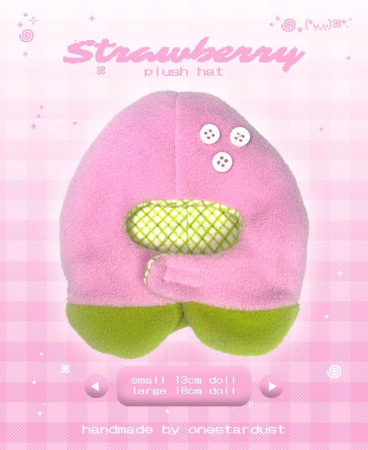 Pink Strawberry Hat Plush 🍓 {handmade}